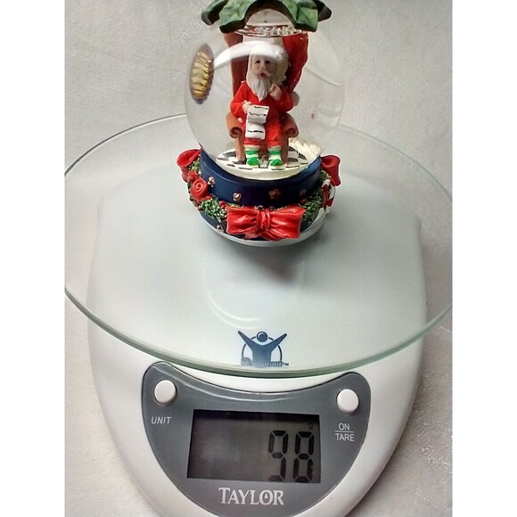 Water Snow Globe Santa Checking His List Ornament Glass New In Box - Picture 8 of 8